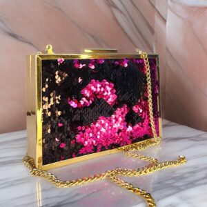 Women Pink Sequin Clutch