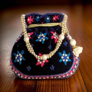 Women Navy Blue Traditional Potli